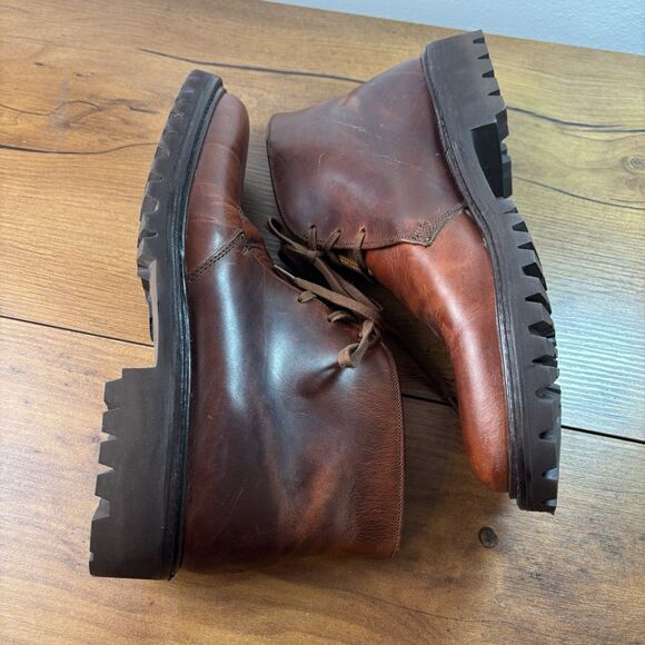 J.Crew Mens 7 D Vibram Sole Leather Chukka Boots Brown Lug Sole 86008 main image 5